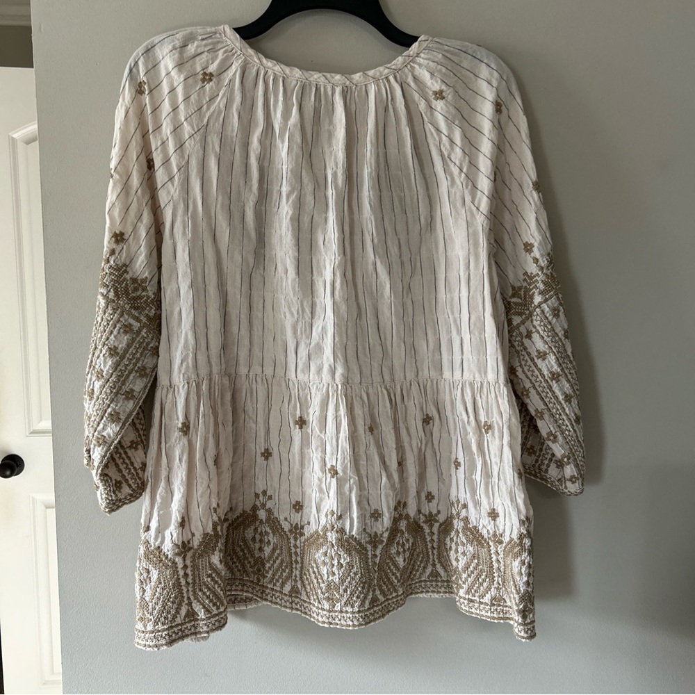 Vintage Johnny Was Workshop Embroidered tan Women's Top Sz xl - Picture 8 of 16